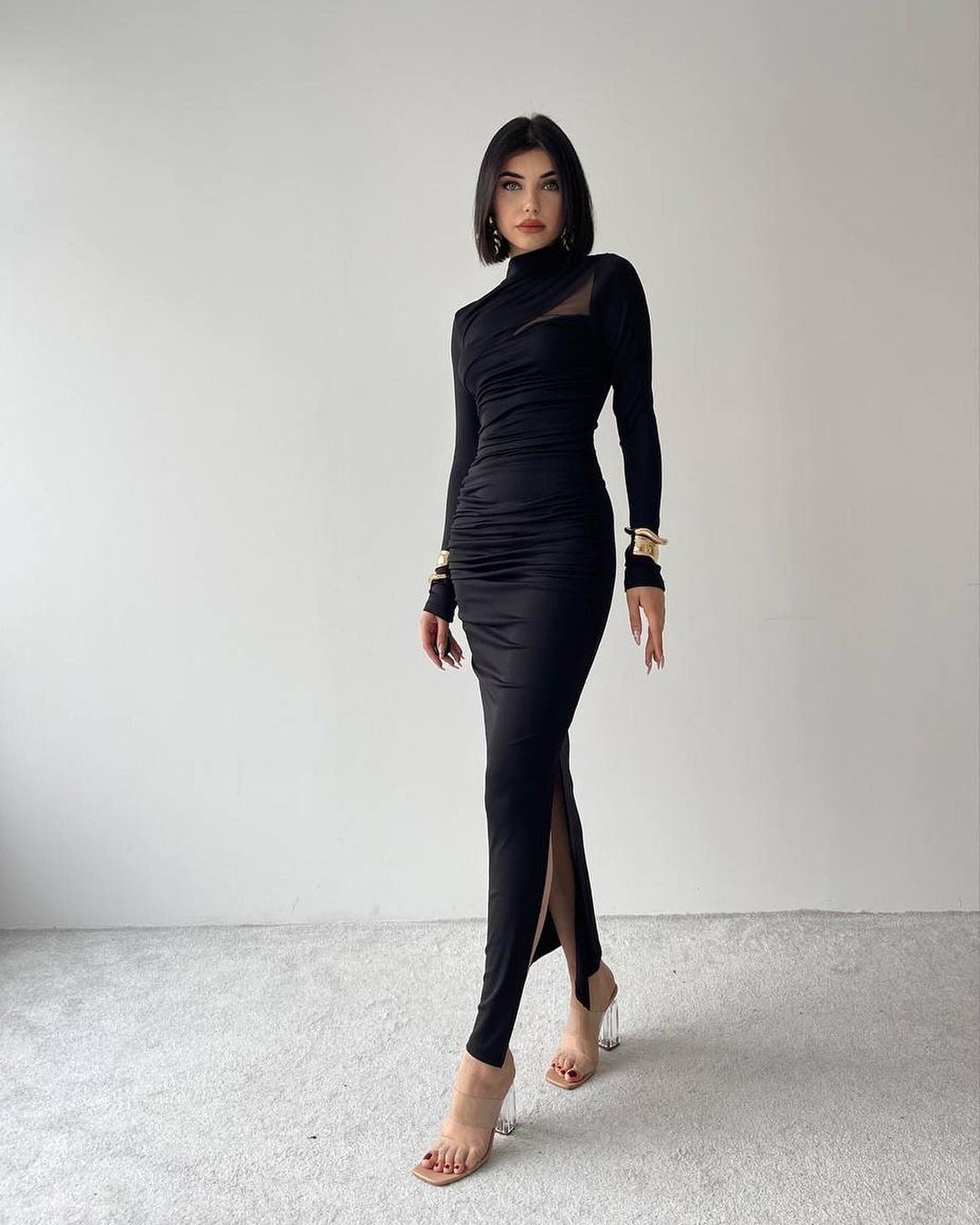 Robe détail épaule - noir