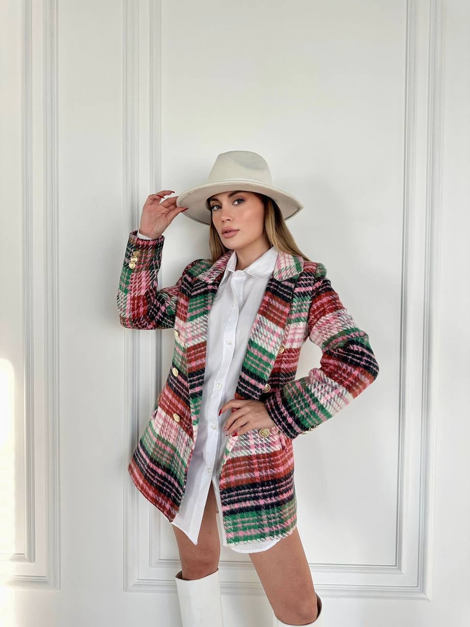 Blazer en tweed - vert