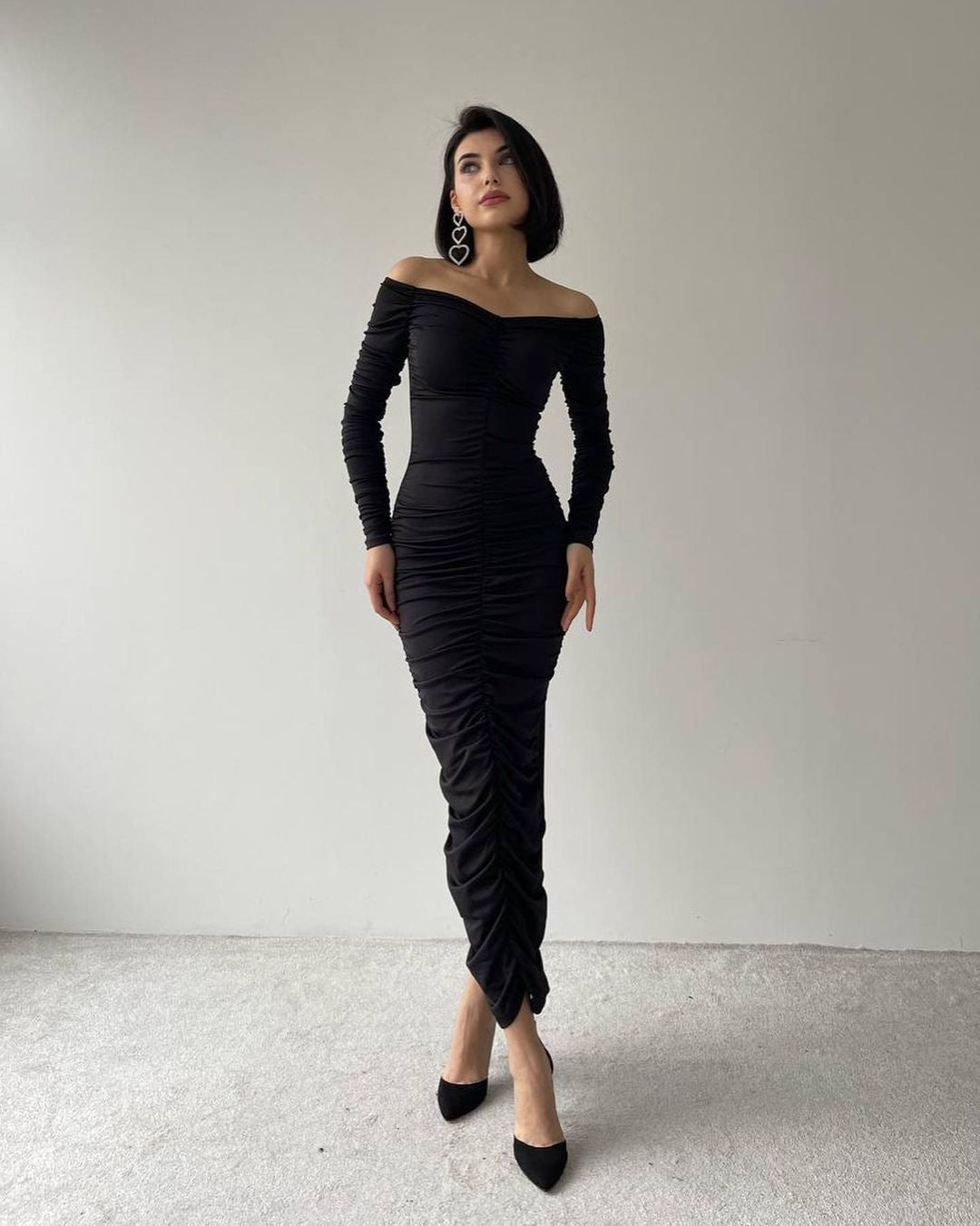 Robe moulante drapée - noir
