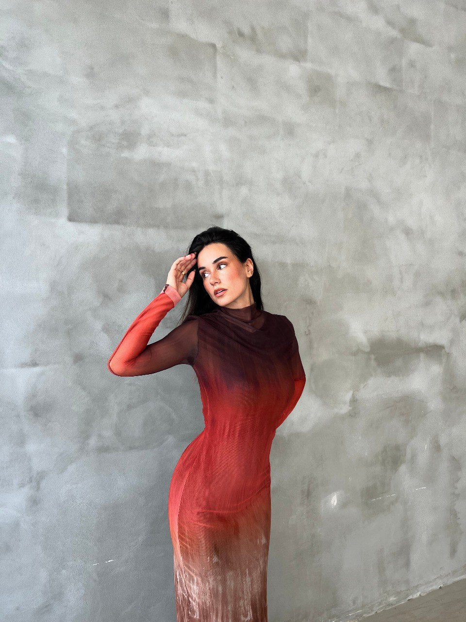 Robe tulle imprimée feu
