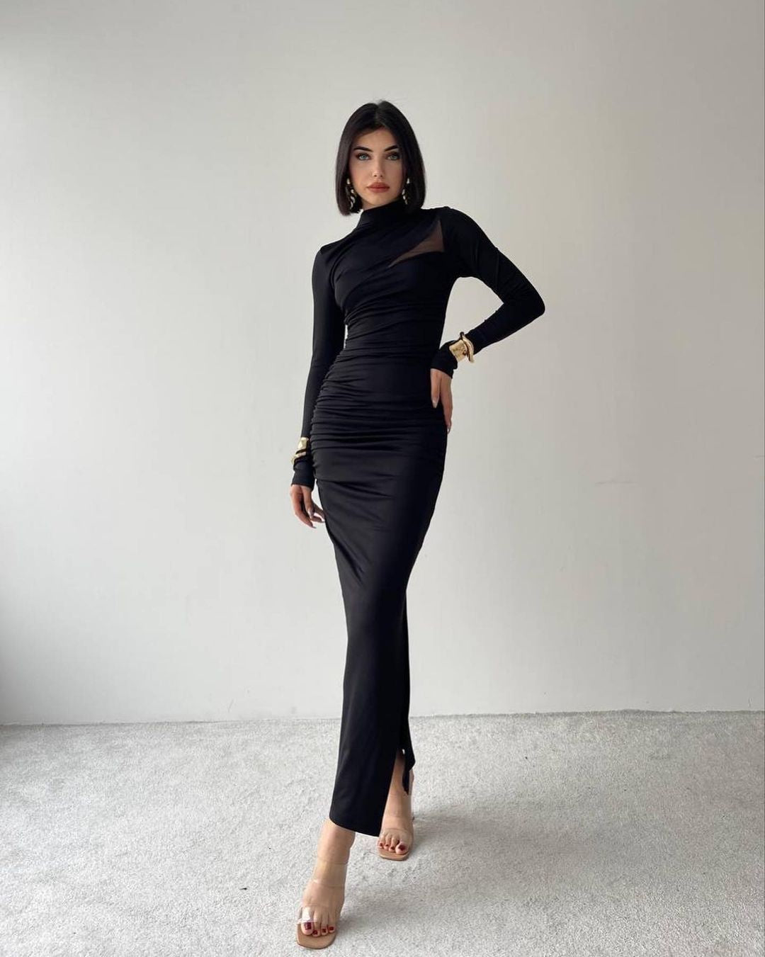 Robe détail épaule - noir