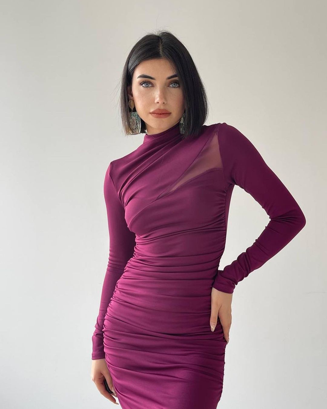 Robe DÉTAIL ÉPAULE - PRUNE