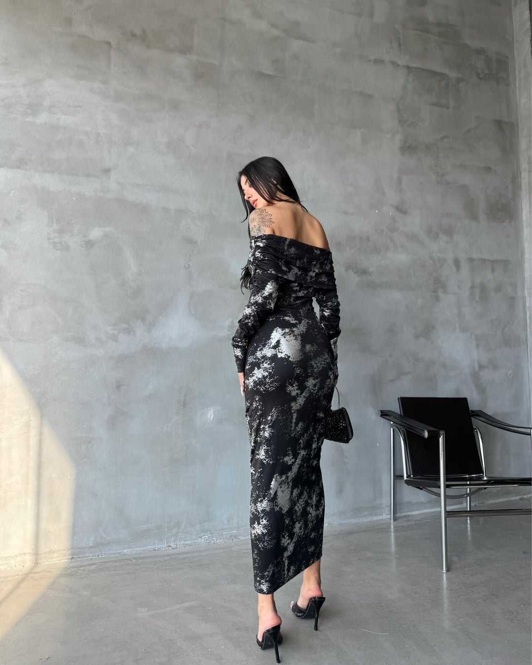 Robe luxueuse - noir argent