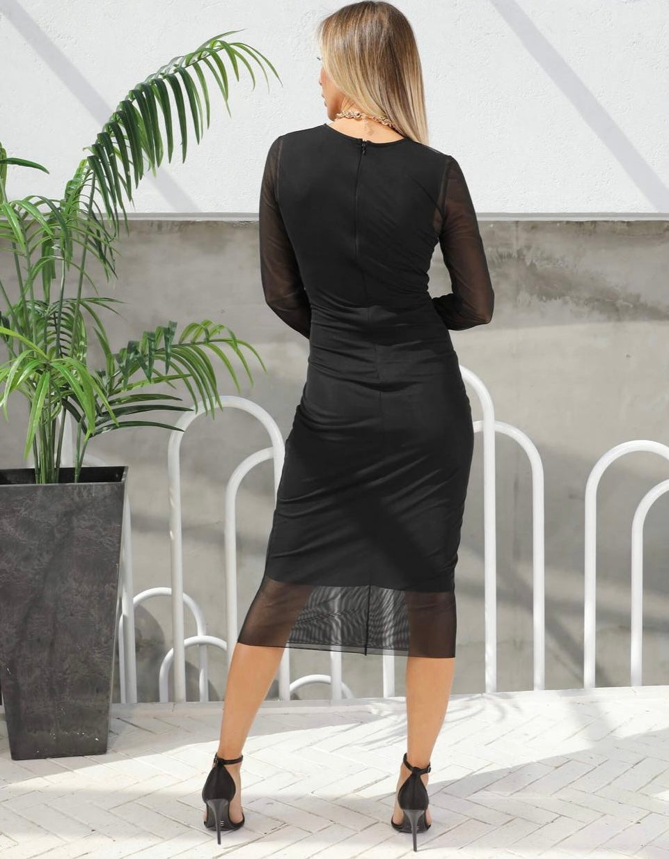 Robe tulle drapée - noire