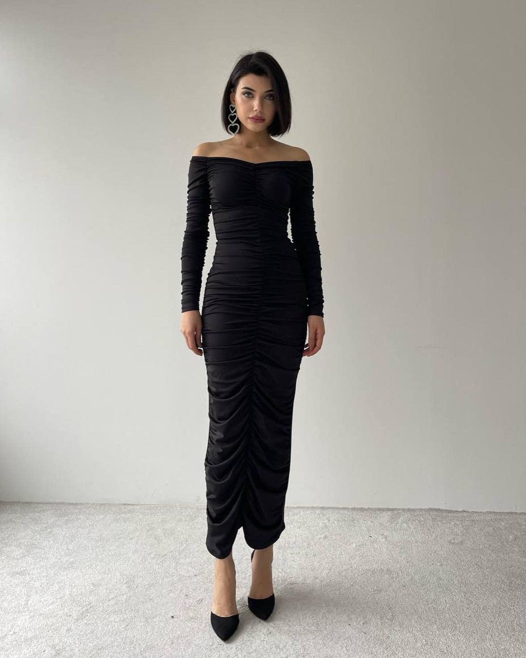 Robe moulante drapée - noir