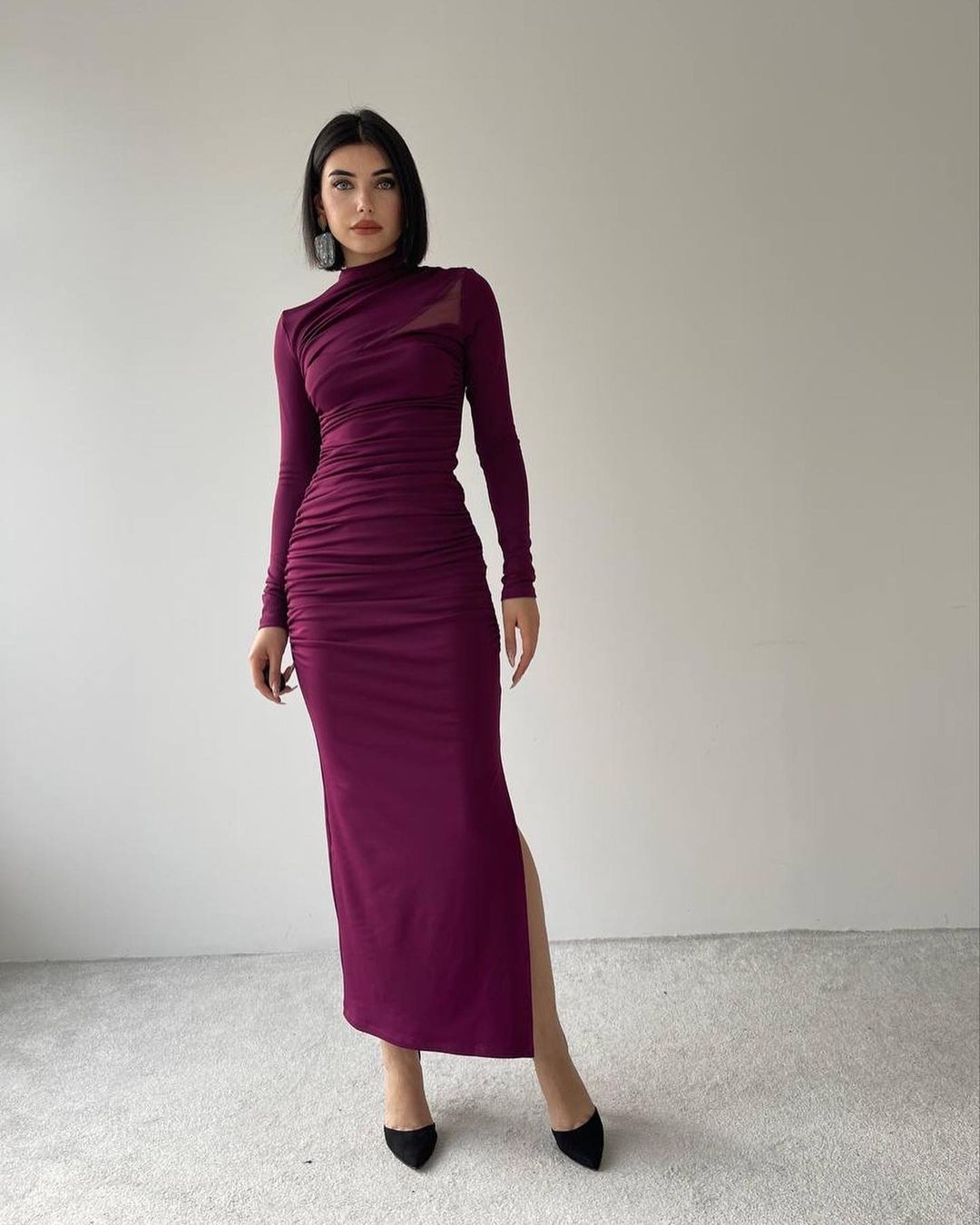 Robe DÉTAIL ÉPAULE - PRUNE