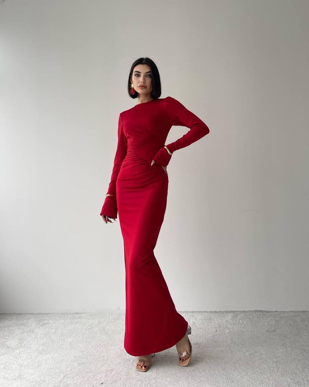 Robe détail hanche - rouge