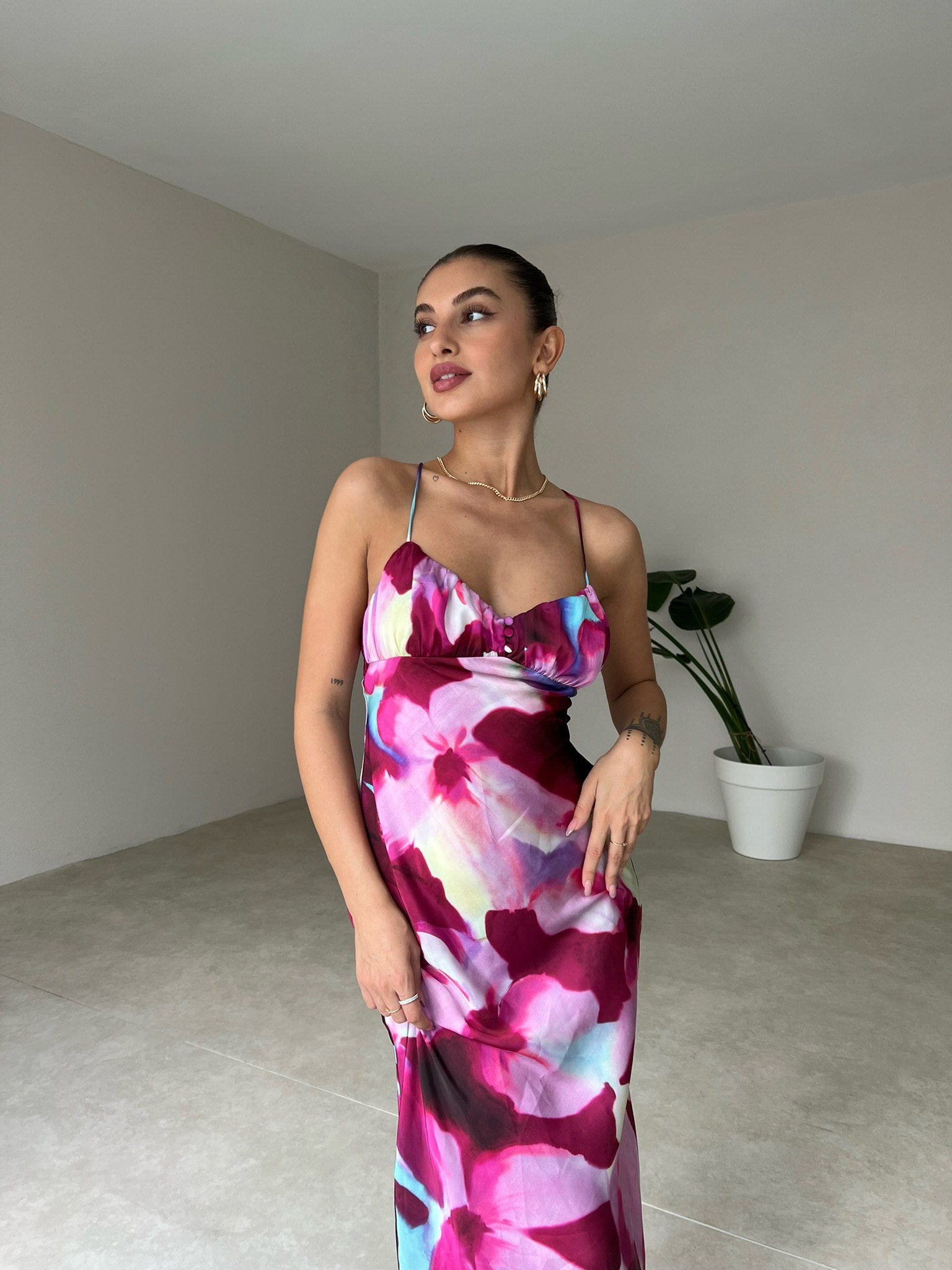 Robe satinée imprimé fleuri