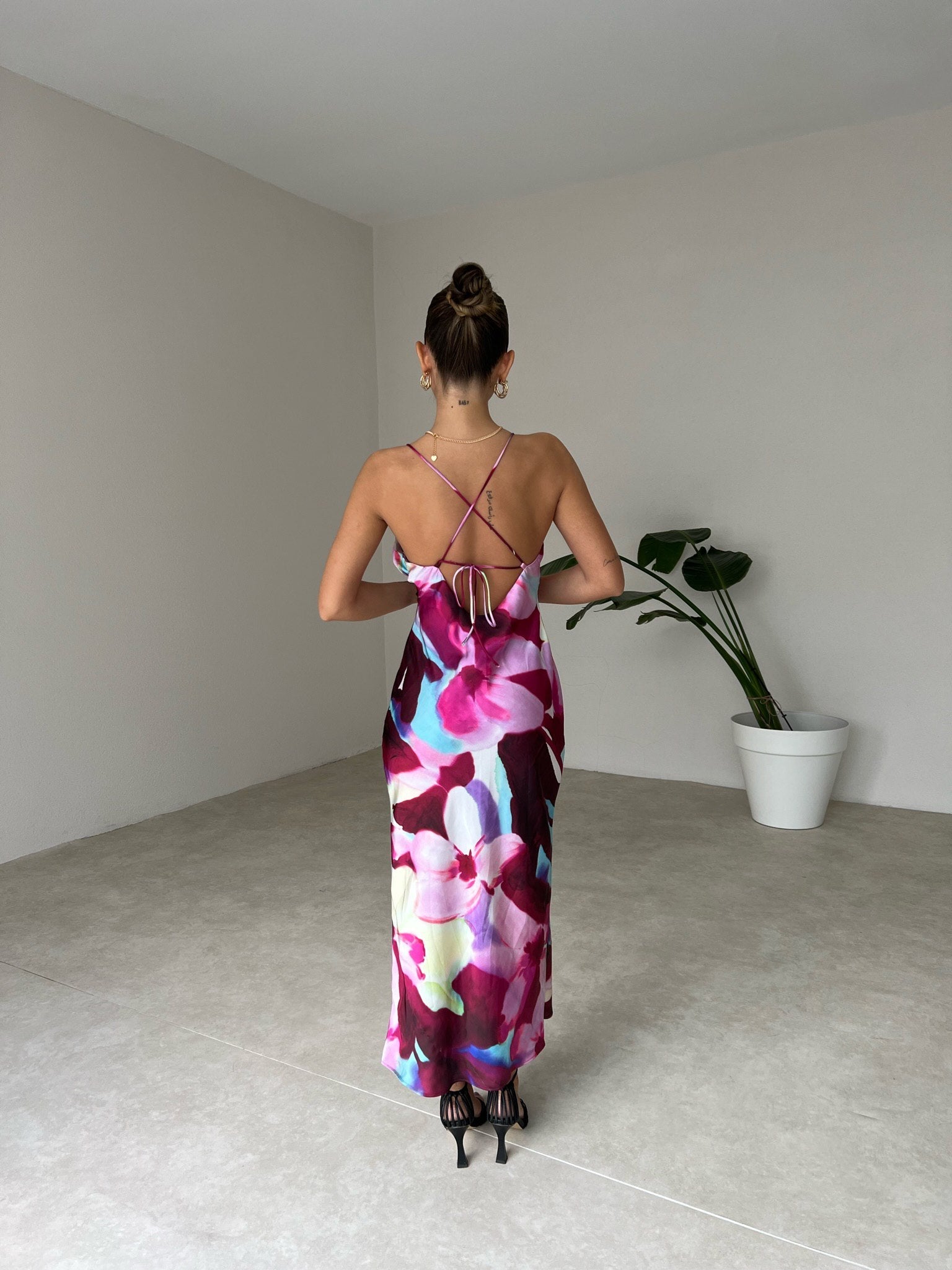 Robe satinée imprimé fleuri